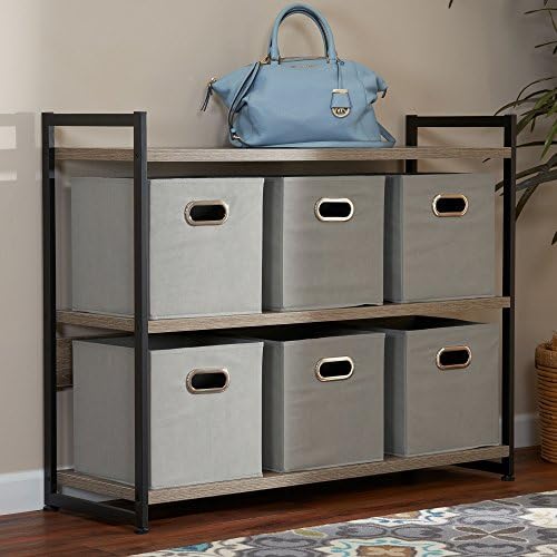 Household Essentials 84-1 Foldable Fabric Storage Bins Set of 6 Cubby Cubes with Handles Gray (Pack of 6) - Image 3