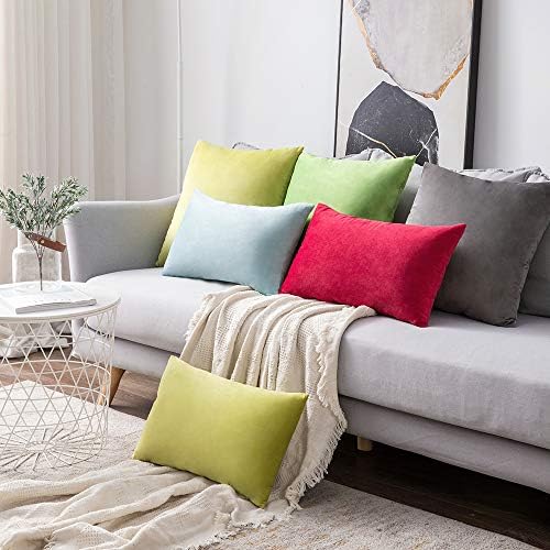 MIULEE 12x20 Inch Lumbar Velvet Throw Pillow Covers Red - Image 6