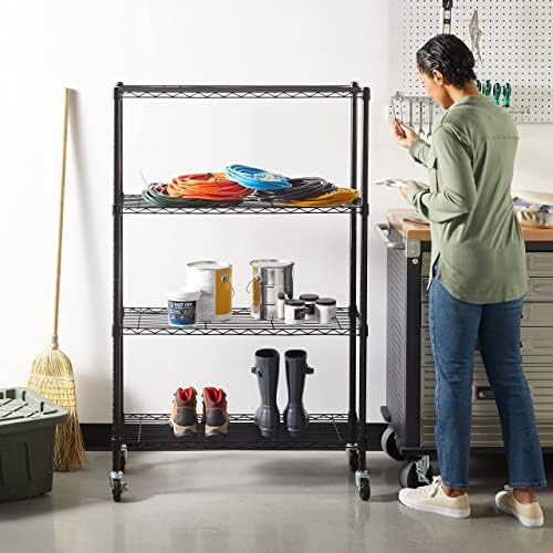 Amazon Basics 4-Shelf Adjustable Heavy Duty Steel Wire Rack Storage Shelving, Sturdy Garage Shelving, 350 lbs Capacity Per Shelf, Easy No-Tool Assembly, 36" x 14" x 54", Black - Image 2
