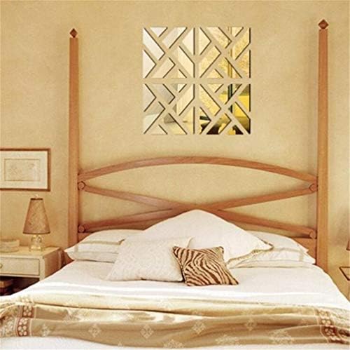 3D Mirror Wall Stickers, 4 Pcs Acrylic Square Geometric Pattern DIY Art Decal, Self Adhesive Mirror Plastic Wall Sheet Tiles Home Decoration for Living Room Bedroom Stair Wall Decor (4 pcs) - Image 3