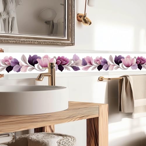 IVN Wallpaper Border Peel and Stick Wall Purple Blossom 4x196 Inch - Image 6