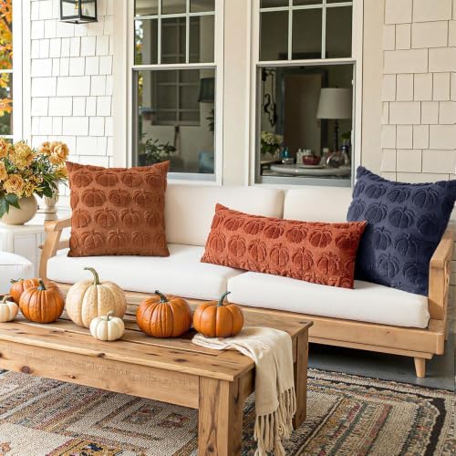 MIULEE Fall Pillow Covers Pumpkin Fall Decor 18x18 Navy Blue - Image 5