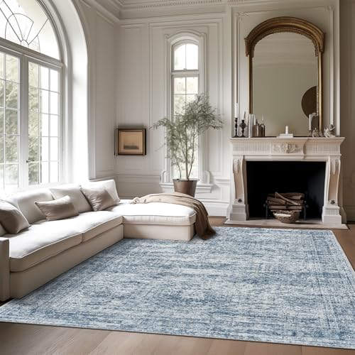 Soalmost Washable Area Rug 8x10 Large Soft Blue Rugs for Living Room - Image 2
