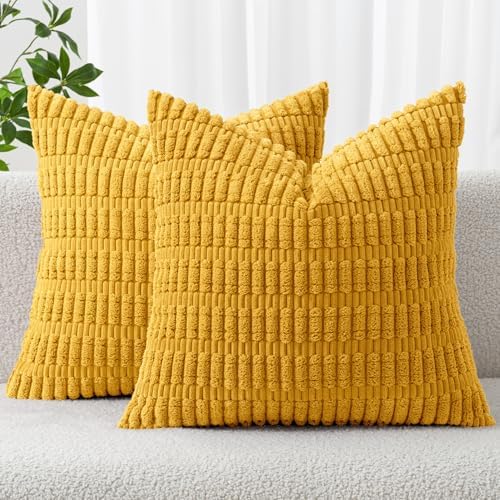 MIULEE Decorative Throw Pillow Covers 20x20 Mustard Yellow Pack of 2 by MIULEE