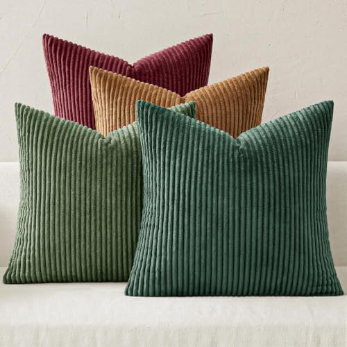 MIULEE Soft Corduroy Decorative Throw Pillow Covers Christmas Green 20x20 by MIULEE