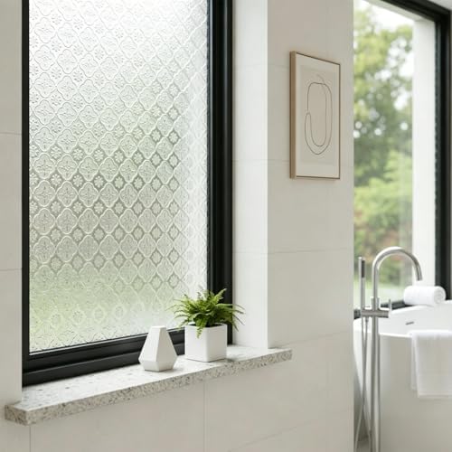 Window Privacy Film, Stained Glass Window Film UV Sun Blocking, Non Adhesive Frosted Static Cling Decorative, Removable and Reusable Window Tint for Home (23.6" x 157.4") - Image 4