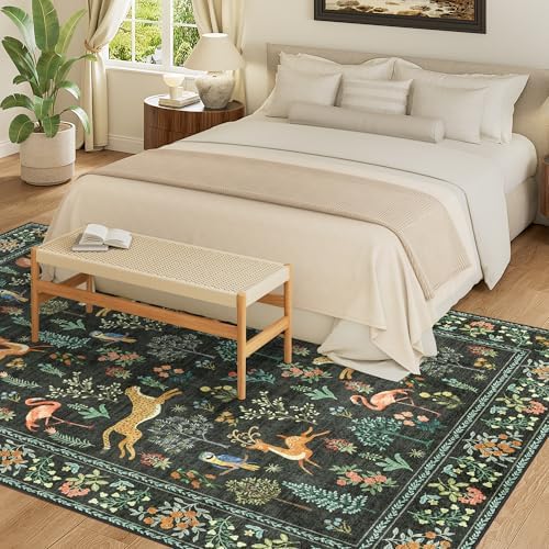 DUKINO 6x9 Area Rug, Washable Animal Living Room Rug Non Slip, Black - Image 4