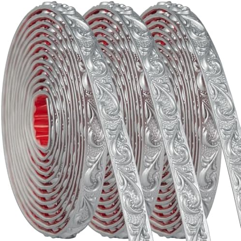 0.8" x 49.2FT Silver Peel and Stick Crown Molding Trim (3 Pack) - Flexible Molding for Multi-Room Wall and Mirror Accents by TopZenMarketplace