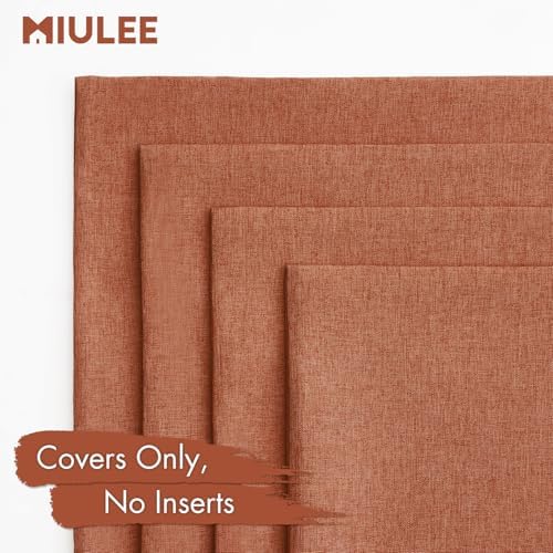 MIULEE Pack of 4 Decorative Outdoor Throw Pillow Covers Linen Waterproof Pillow Covers Summer Farmhouse Cushion Cases for Patio Garden Tent Balcony Couch Sofa 16x16 Inch Rust - Image 5
