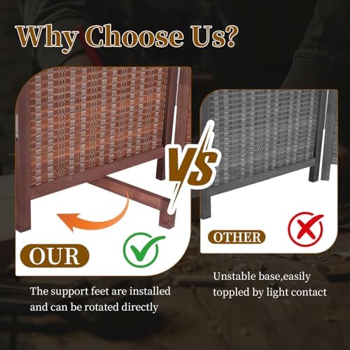Bamboo Room Divider 6 Panel 47" H, 360°Rotating Feet Privacy Screen,Brown - Image 2