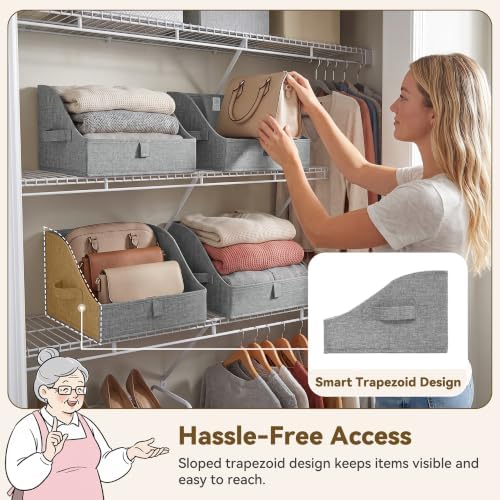 GRANNY SAYS Trapezoid Closet Storage Bins, Small, Dark Gray, 3-Pack - Image 3