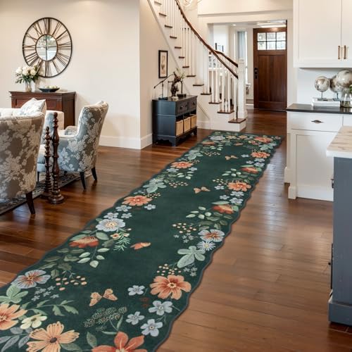 Lahome Floral Hallway Runner Rug Non Slip, 2'6''x10' Soft Washable Runners - Image 2