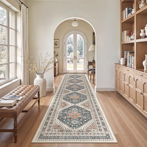 Madane Hallway Runner Rug 2'6''x12' Kitchen Runners Vintage, Navy Blue - Image 3