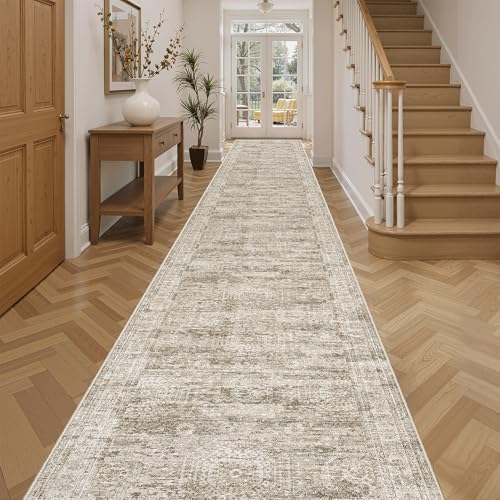 Soalmost Washable 3x16 Hallway Runner Rug Non-Slip Kitchen Entry Rugs Brown - Image 2