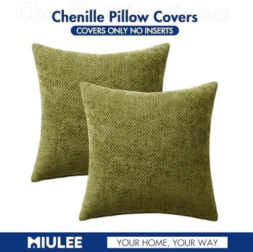 MIULEE Decorative Couch Throw Pillow Covers 20x20 Inch Olive 2 Pack - Image 7