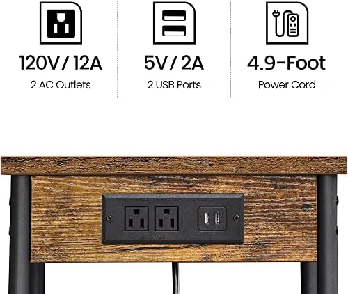 TUTOTAK Night Stand with Charging Station, Set of 2, End Table, Side Table with USB, 21.8”H Nightstand with Storage Shelf, Sofa Couch Table TB01BB029 (2 pcs) - Image 7