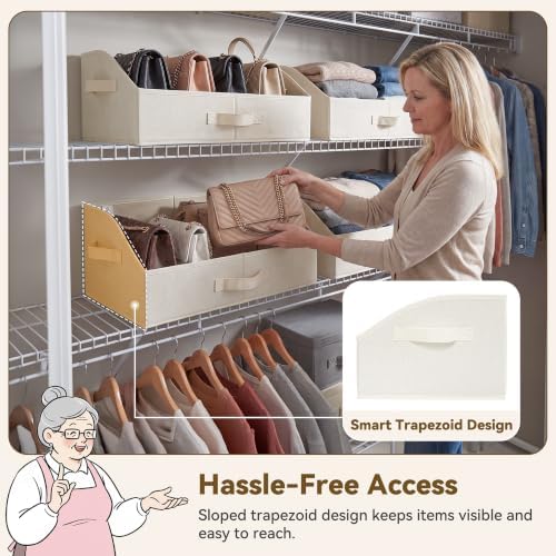 GRANNY SAYS Trapezoid Closet Storage Bins, Large, Pearl White, 3-Pack - Image 3