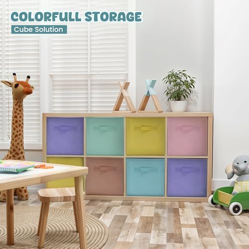 4E's Novelty 6 Pack 11 Inch Pastel Color Storage Foldable Cube Bins, Colorful Boho Storage Baskets For Nursery, Kids Room, Fabric Baskets For Toys, Clothes, Classroom Organization and Storage - Image 2
