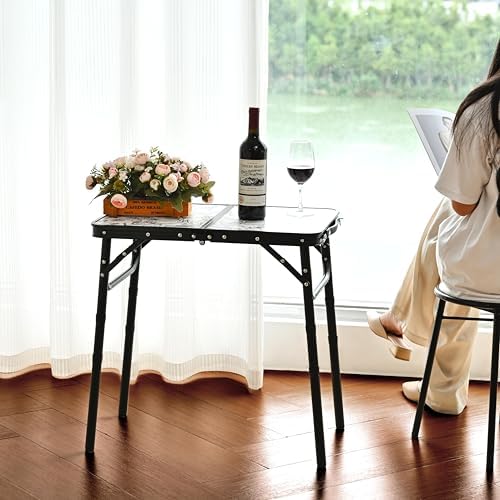 YihuiKo Small Camping Table, Vintage French Floral Pattern Folding Table - Image 5