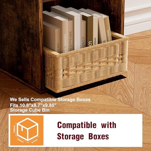 Book Shelf, Wooden Cube Storage Organizer with 11" Open Cubes, Stackable Bookcase for Room Divider Storage, 2 Tier Bookshelf for Living Room, Bedroom, Office (Indonesian Antique Oak, 4-Cube) - Image 5