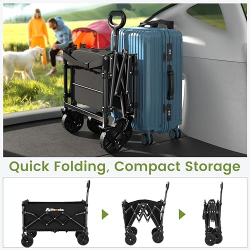 Blomoba 220 lbs Folding Wagon Cart with Wheels & Adjustable Handle, Black - Image 5