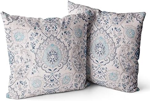 Snycler Boho Throw Pillow Covers 22x22 inch Set of 2 Terracotta Rust Blue Colored Throw Pillows Double Sided Boho Home Soft Decor for Bedroom Living Room Couch & Sofa (No Inserts) by Snycler
