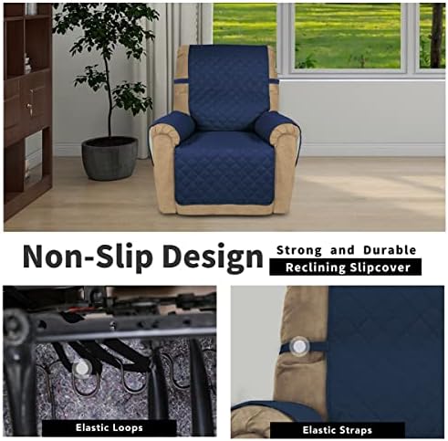 Easy-Going Reversible Couch Cover, Recliner 22 in, Navy/Ivory - Image 3