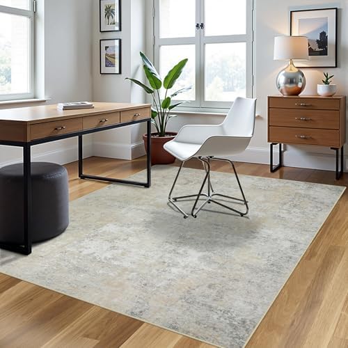 5x7 Area Rugs for Living Room Washable Bedroom Dining Room Beige Grey - Image 3