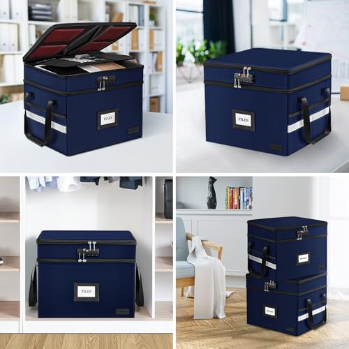 Fireproof File Oganizer with Lock, 2 Layer Fireproof Document Box Storage - Image 6
