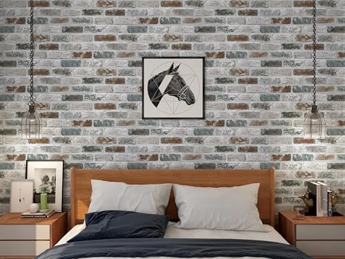 Guvana 17.3"×197" Brick Peel and Stick Wallpaper Brick Contact Paper | Red/Blue/Grey Vintage Self Adhesive Wallpaper 3D Brick Texture Removable Wall Paper for Livingroom Backsplash Decor - Image 5