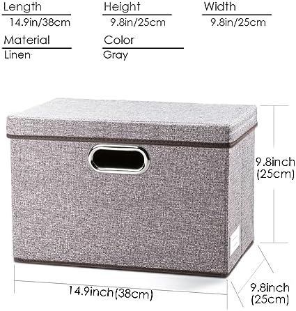 PRANDOM Foldable Storage Boxes with Lids [3-Pack] Linen Fabric Collapsible Storage Bins Organizer Containers Baskets Cube with Cover for Home Bedroom Closet Office Nursery (14.9x9.8x9.8) - Image 5