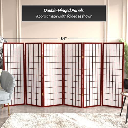 4 ft. Short Window Pane Shoji Screen - Rosewood - 6 Panels - Image 5