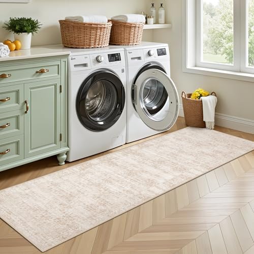 Hallway Runner Rug: 2.6x8 Kitchen Rugs for Living Room Beige Brown - Image 4