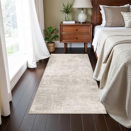Washable 2x4 Entryway Area Rugs: Abstract Water Resistant Kitchen Sink Rug Non-Slip Durable Doormat Ultra Soft Living Room Bedroom Carpet Low Pile Floor Mat for Bathroom Dining Room(2x4,Beige/Cream) - Image 4