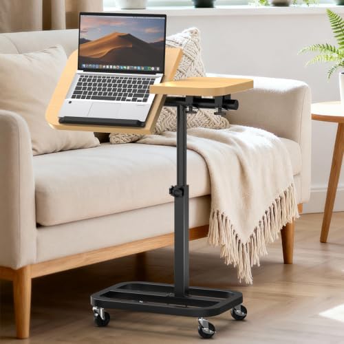 Portable Rolling Over Bed Laptop Desk, Adjustable Height and Tilt for Home by Unlockyourhomestoragelife