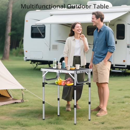 Anbte Folding Camping Table, 24"X 16" Adjustable Height Small Folding Table - Image 2