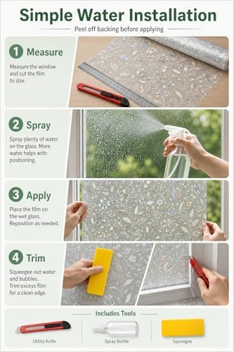 Decorative Privacy Window Film, Frosted Static Cling Glass Covering - Image 3