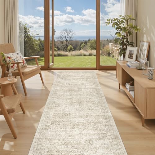 Soalmost Washable Kitchen Runner Rug 3x6 Hallway Entry Rugs Non-Slip, Beige by Soalmost