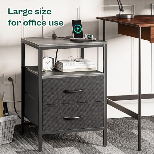 Huuger Night Stand with Charger Station, 27.7 Inch Tall Nightstand - Image 6
