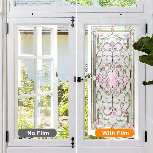 Window Privacy Film Frosted Glass Window Sticker Window Film Static Glass Cling Tint Non-Adhesive for Home Door Decorative Frosting Cover 17.5 X 78.7 inch - Image 5