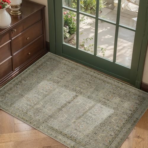 Rugxara 2x3 Entryway Rug Door Mat, Washable Samll Rug, Non Slip,Olive Green - Image 2