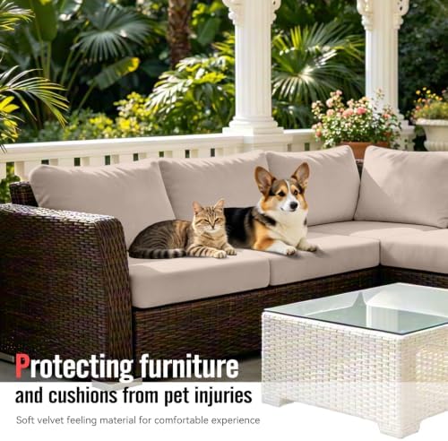 8Pcs Outdoor Cushion Covers, Stretch Patio Furniture Couch Chair Slipcovers - Image 6