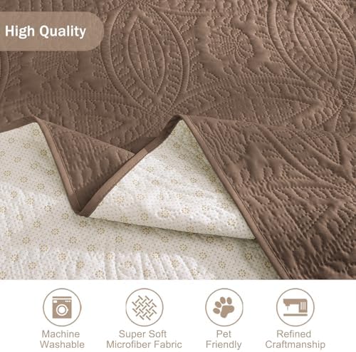 Toffee Quilted Recliner Covers, Waterproof Recliner Chair Covers, Lazy Boy Chair Covers, Pet Friendly Recliner Slipcover for Dogs Cats, Washable Furniture Protector (Recliner 22", Raw Umber) - Image 6