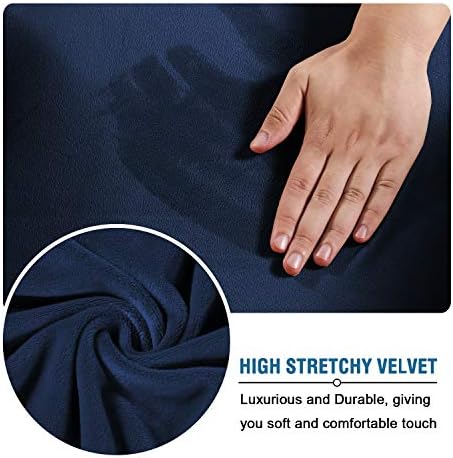 H.VERSAILTEX Wingback Chair Covers Velvet Plush Wing Chair Slipcover 1 Piece High Stretch Wing Back Chair Slipcovers Sofa Cover Furniture Cover with Elastic Bottom, Navy - Image 3