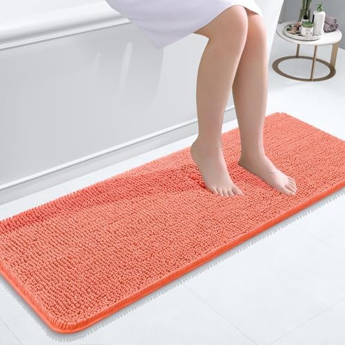 OLANLY Bathroom Runner Rugs 47x17, Extra Soft Absorbent Chenille Bath Rugs by OLANLY