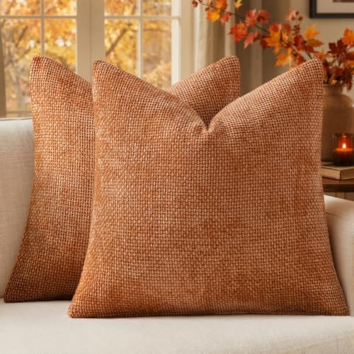 MIULEE Fall Decorative Orange Couch Throw Pillow Covers 20x20 Inch 2 Pack by MIULEE