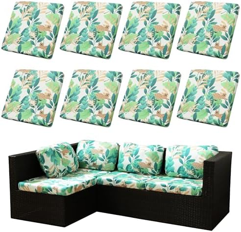 8 Pcs Outdoor Cushion Covers, Patio Sofa Cushion Covers Replacement by BIETYONE