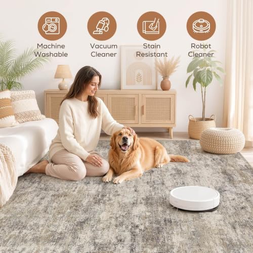 Nakagishi Boho 10x12 Area Rug Living Room Rugs Machine Washable Brown Grey - Image 3