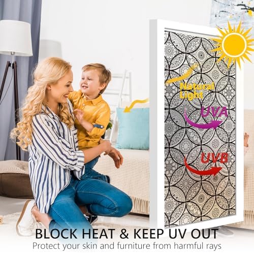 DKTIE Boho Stained Glass Window Privacy Film Easy to Install 17.7" x 78.7" - Image 2
