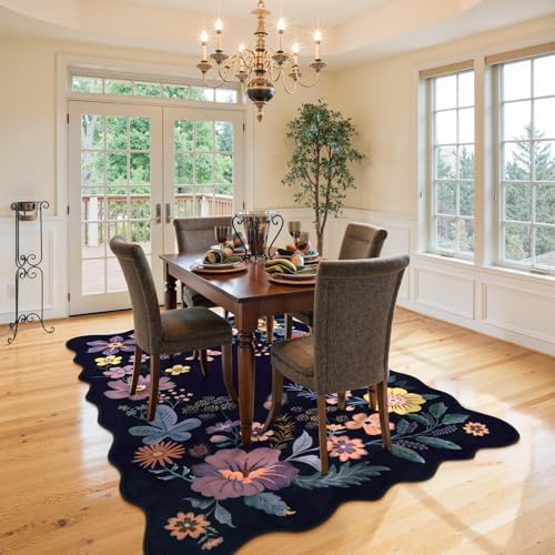 Lahome Floral Washable Rugs for Living Room, Soft 5x7 Area Rugs Ultra-Thin - Image 3